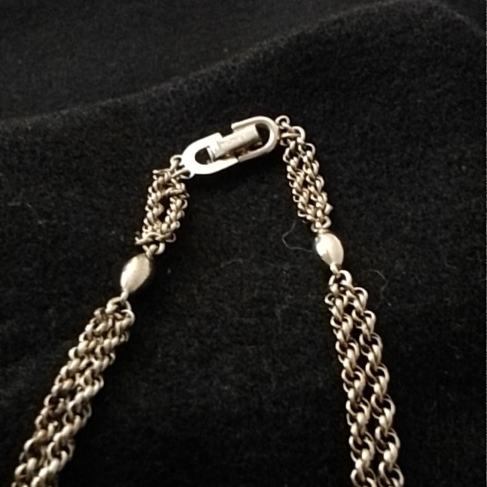 Vintage Signed Monet Gold tone Double Stained Rope Necklace - Picture 5 of 7